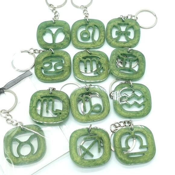 Mystic Olive Green ZODIAC Charm Keychain - Picture 5 of 8